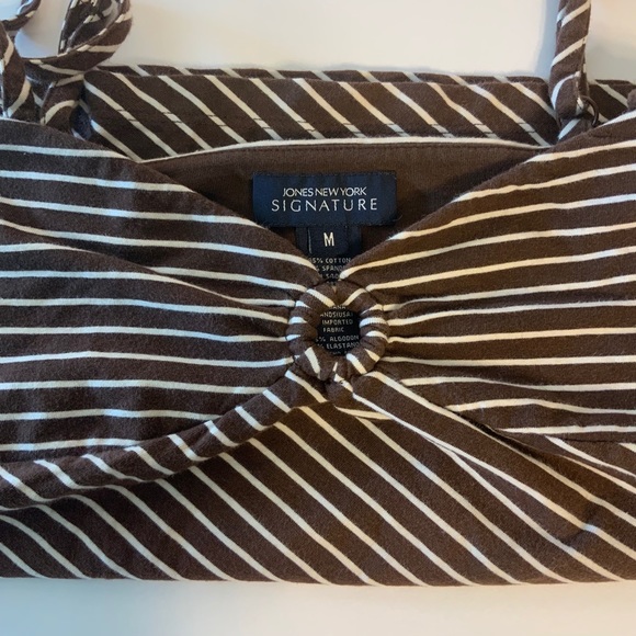 Jones New York Signature Top Brwn/Wh Stripe Size M - Picture 3 of 4
